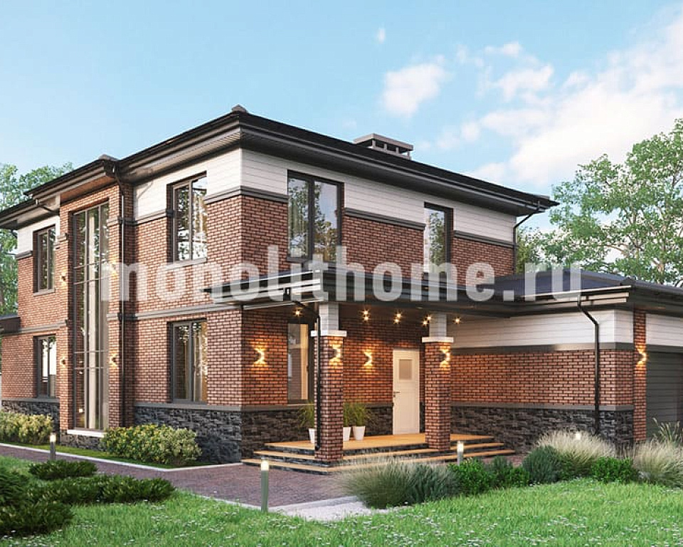 Дом из пеноблоков Еремино двухэтажный 14х14 – компания «Монолит-домстрой»